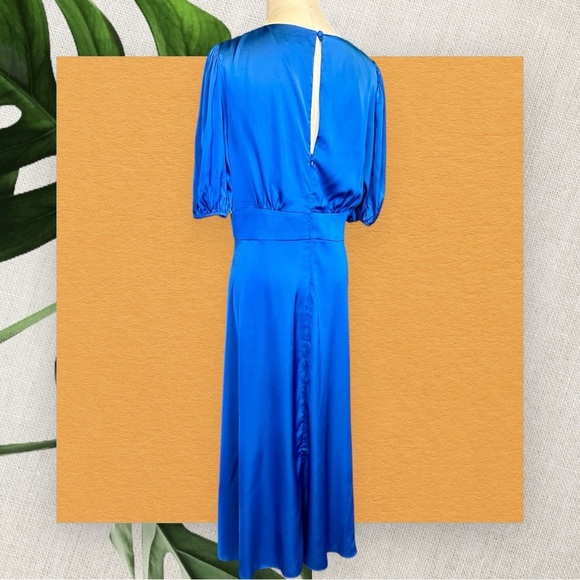 NWT Alexia Admor ‘Nola’ Puff Sleeve Fit & Flare Dress in “Lapis” Blue Size 10 - Picture 8 of 16